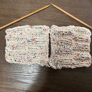 Set of two handmade knit drink coasters